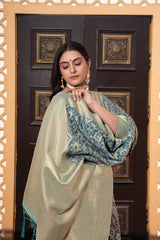 Avika Blue Cotton Ikat Silk Saree