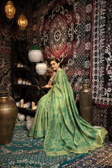 Devanshi Green Soft Cotton Jamdani Saree