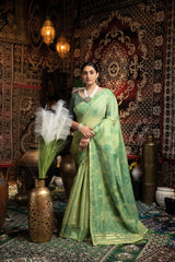 Devanshi Green Soft Cotton Jamdani Saree