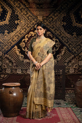 Devanshi Light Brown Soft Cotton Jamdani Saree