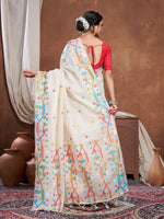 Load image into Gallery viewer, Ekaya Cream Linen Jamdani Saree
