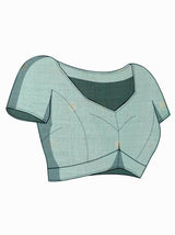 Giya Frosted Sea Green Muga Cotton Jamdani Saree With Contrast Blouse