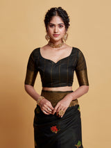 Gulabo Black Woven Jamewar Kashmiri Modal Silk Saree