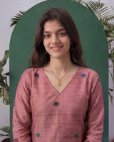 Sable Silk Pink Tussar Silk Stitched Suit Sets
