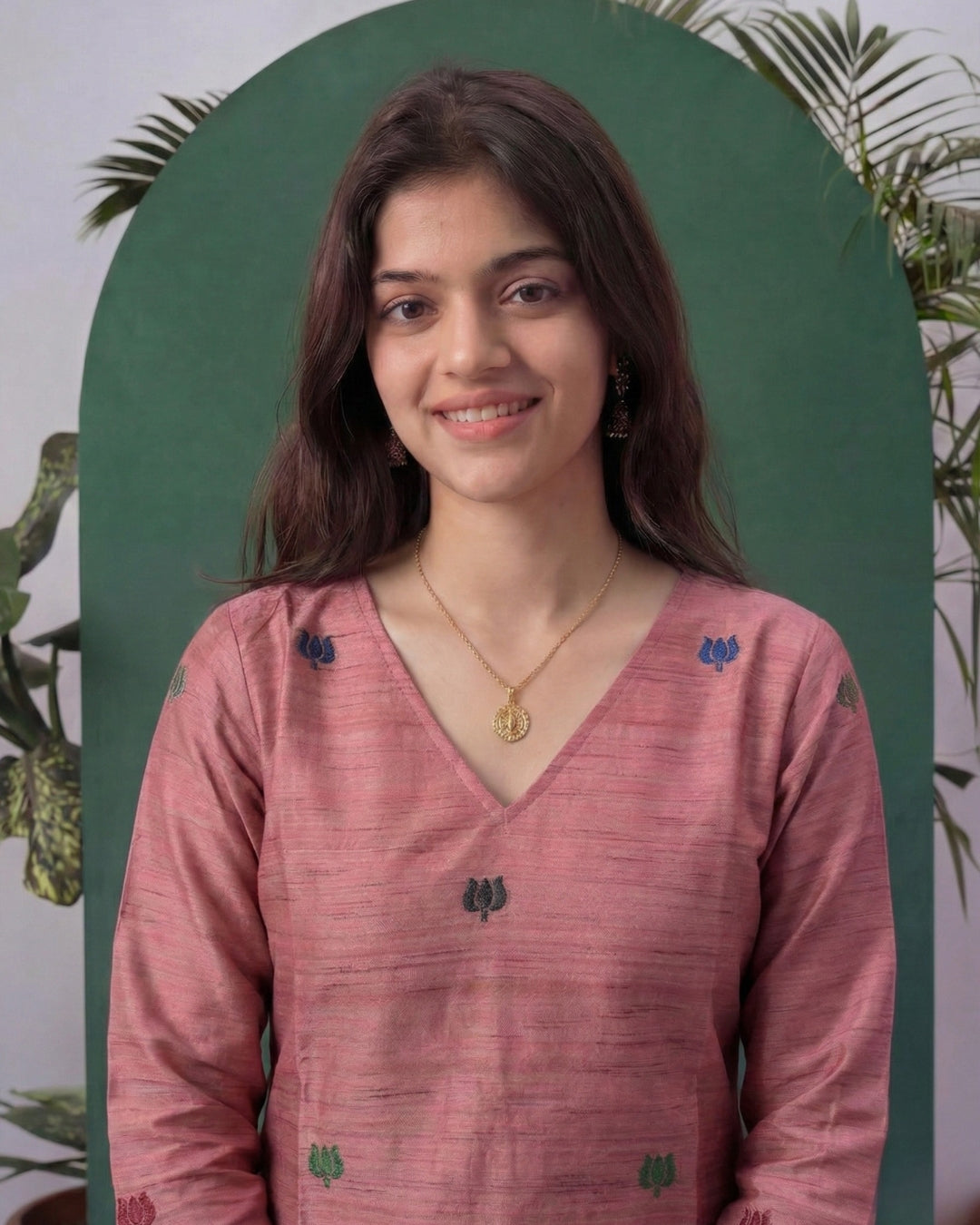 Sable Silk Pink Tussar Silk Stitched Suit Sets
