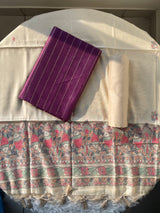 Modern Grace Wine Raw Silk Unstitched Suit Set