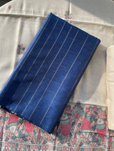 Modern Grace Navy Raw Silk Unstitched Suit Set