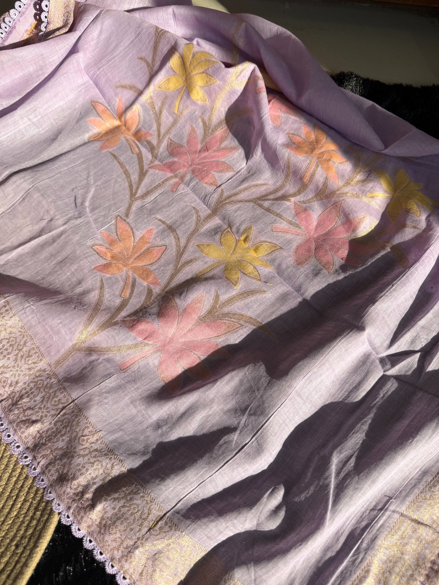 Petal Loom Lavender Pure Cotton Unstitched Suit Set