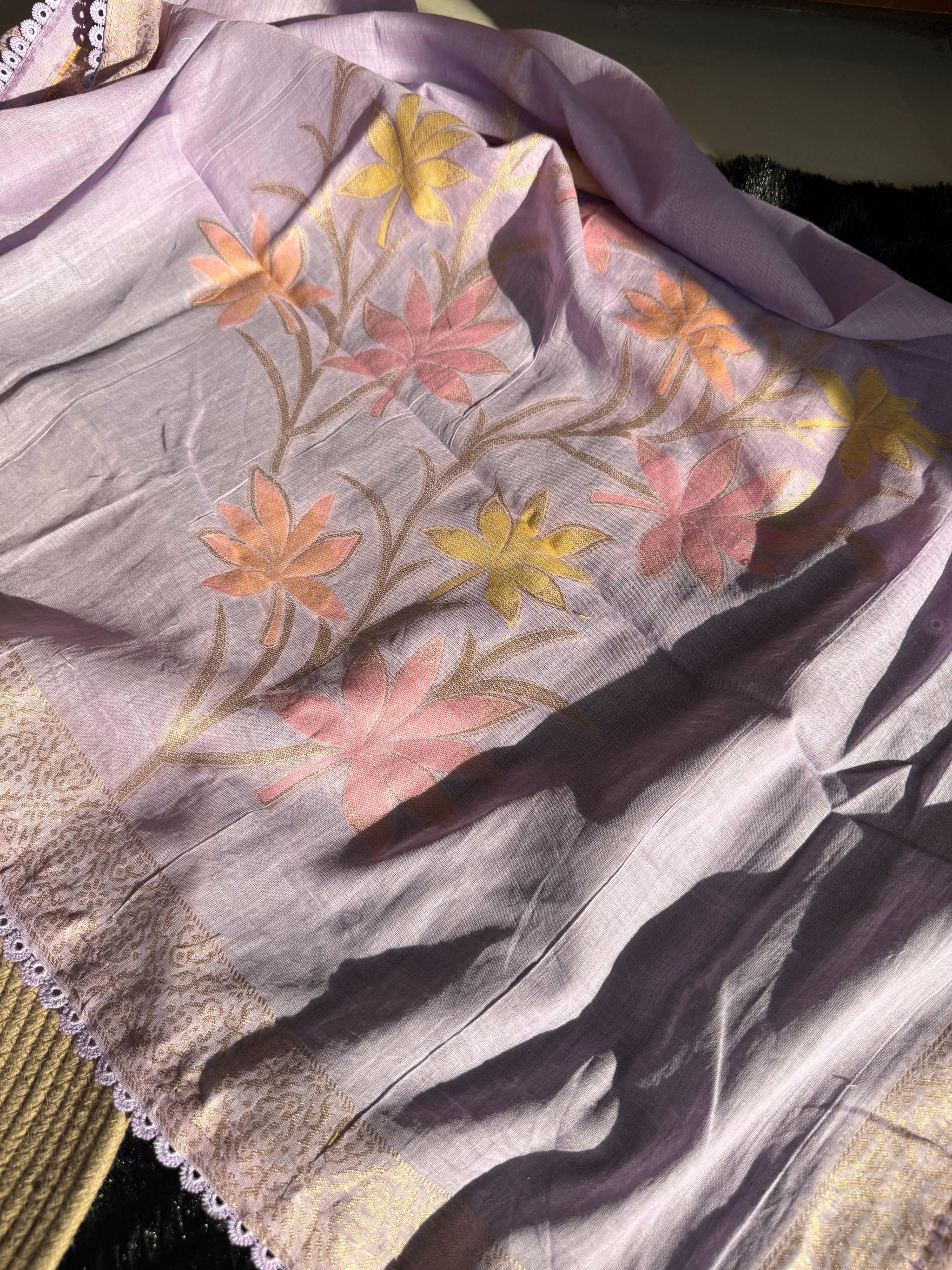 Petal Loom Lavender Pure Cotton Unstitched Suit Set
