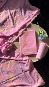Petal Loom Pink Pure Cotton Unstitched Suit Set