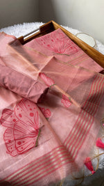 Load image into Gallery viewer, Butterfly Pink Muga Cotton Unstitched Suit Set
