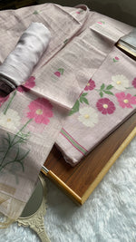 Load image into Gallery viewer, Whimsical Weaves Lavender Soft Muga Cotton Jamdani Unstitched Suit Set
