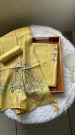 Load image into Gallery viewer, Heritage Looms Yellow Viscose Cotton Unstitched Suit Set
