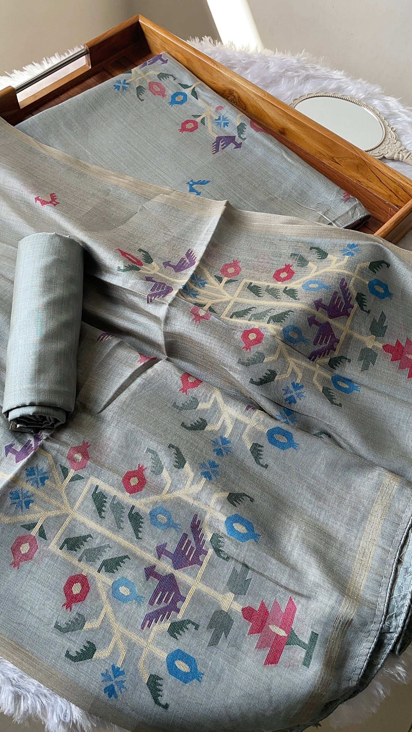 Heritage Looms Grey Viscose Cotton Unstitched Suit Set