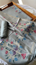 Load image into Gallery viewer, Heritage Looms Grey Viscose Cotton Unstitched Suit Set
