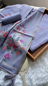 Heritage Looms Purple Viscose Cotton Unstitched Suit Set