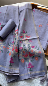 Heritage Looms Purple Viscose Cotton Unstitched Suit Set