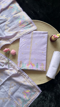 Bare Weave Lavender Pure Cotton Unstitched Suit Set