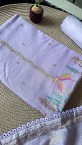 Bare Weave Lavender Pure Cotton Unstitched Suit Set
