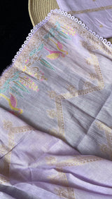 Bare Weave Lavender Pure Cotton Unstitched Suit Set