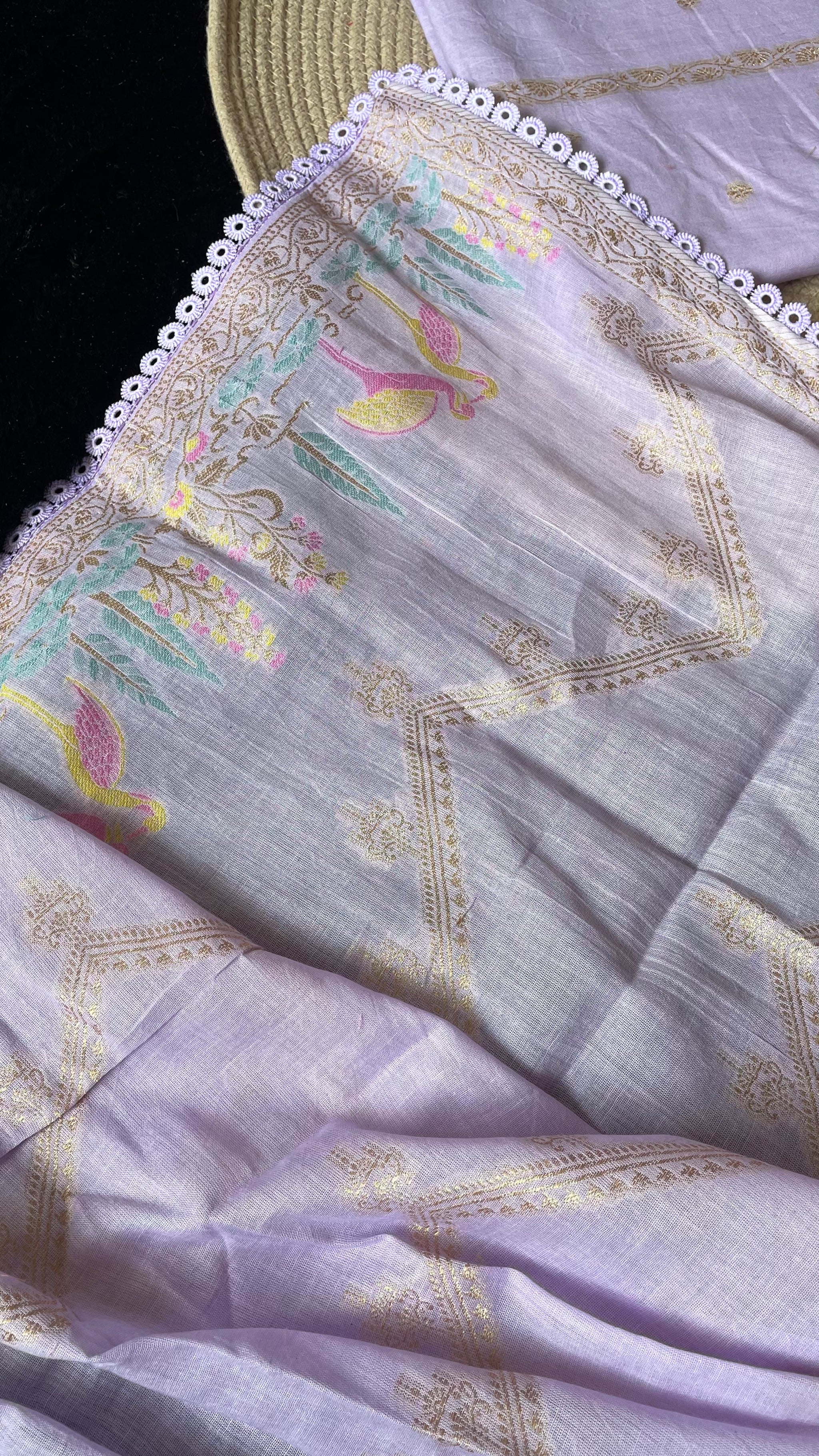 Bare Weave Lavender Pure Cotton Unstitched Suit Set