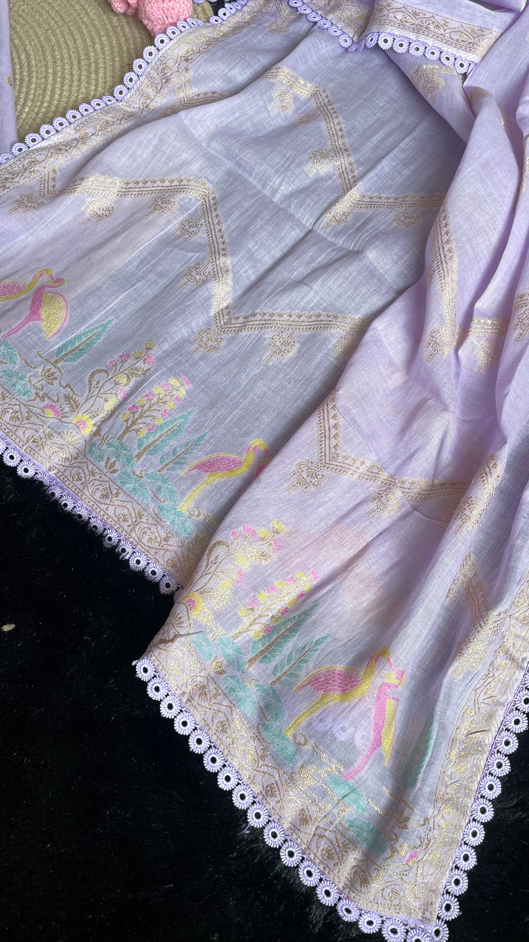 Bare Weave Lavender Pure Cotton Unstitched Suit Set