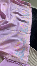Bare Weave Pink Pure Cotton Unstitched Suit Set