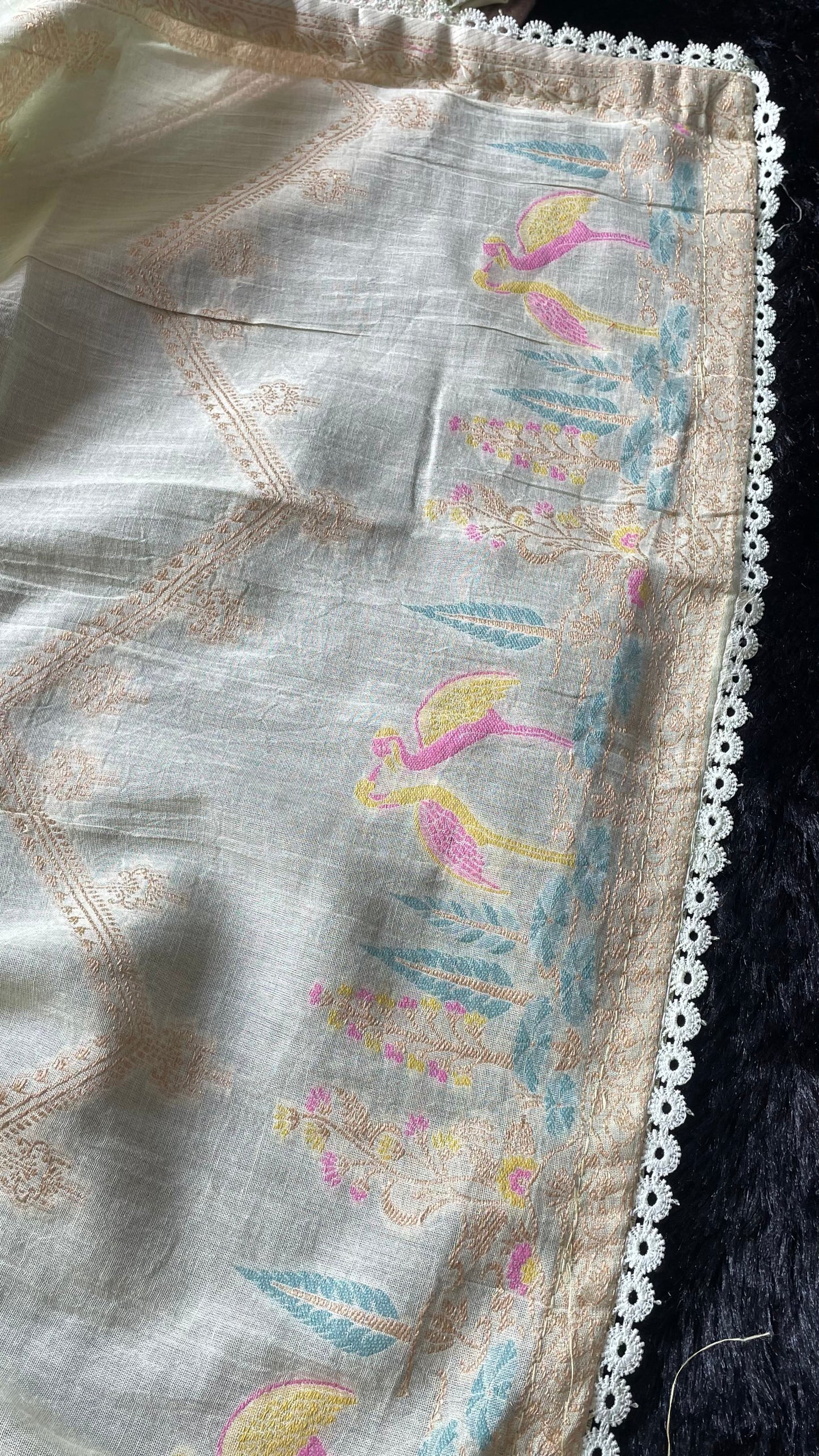 Bare Weave Pista Green Pure Cotton Unstitched Suit Set