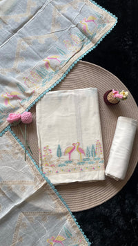 Bare Weave White Pure Cotton Unstitched Suit Set