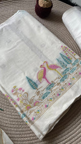 Bare Weave White Pure Cotton Unstitched Suit Set