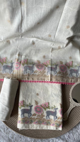 Petal Threads White Pure Cotton Unstitched Suit Set