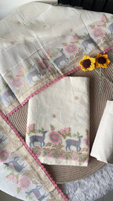 Petal Threads White Pure Cotton Unstitched Suit Set
