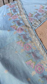Petal Threads Blue Pure Cotton Unstitched Suit Set