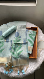 Load image into Gallery viewer, Ethereal Weaves Sky Blue Soft Cotton Unstitched Suit Set
