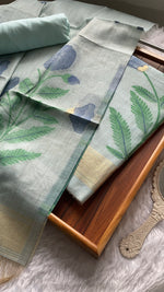 Load image into Gallery viewer, Ethereal Weaves Sky Blue Soft Cotton Unstitched Suit Set
