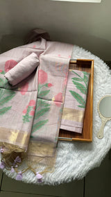 Ethereal Weaves Lavender Soft Cotton Unstitched Suit Set