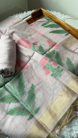 Ethereal Weaves Lavender Soft Cotton Unstitched Suit Set