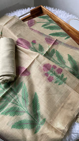 Ethereal Weaves Beige Soft Cotton Unstitched Suit Set