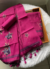 Grace Unfolded Rani Pink Muga Cotton Unstitched Suit Set