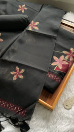 Load image into Gallery viewer, Grace Unfolded Black Muga Cotton Unstitched Suit Set
