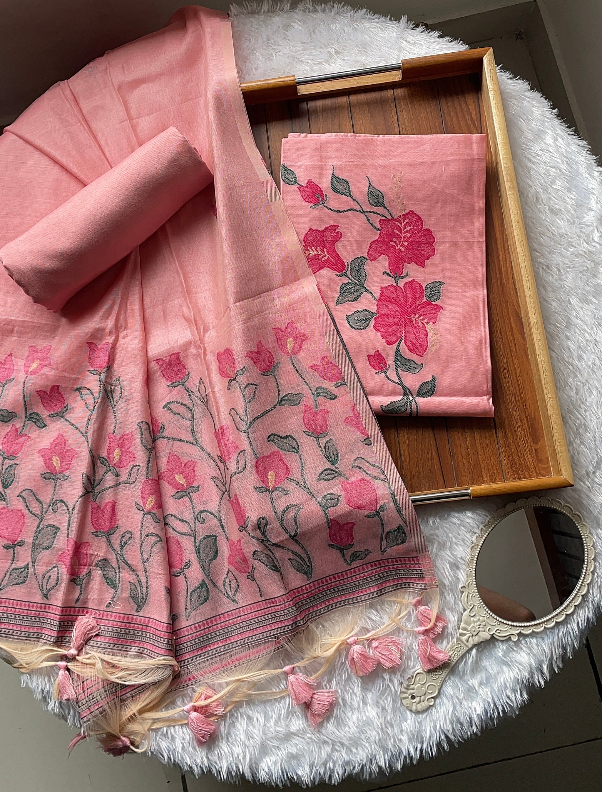 Simply Style Pink Viscose Cotton Unstitched Suit Set