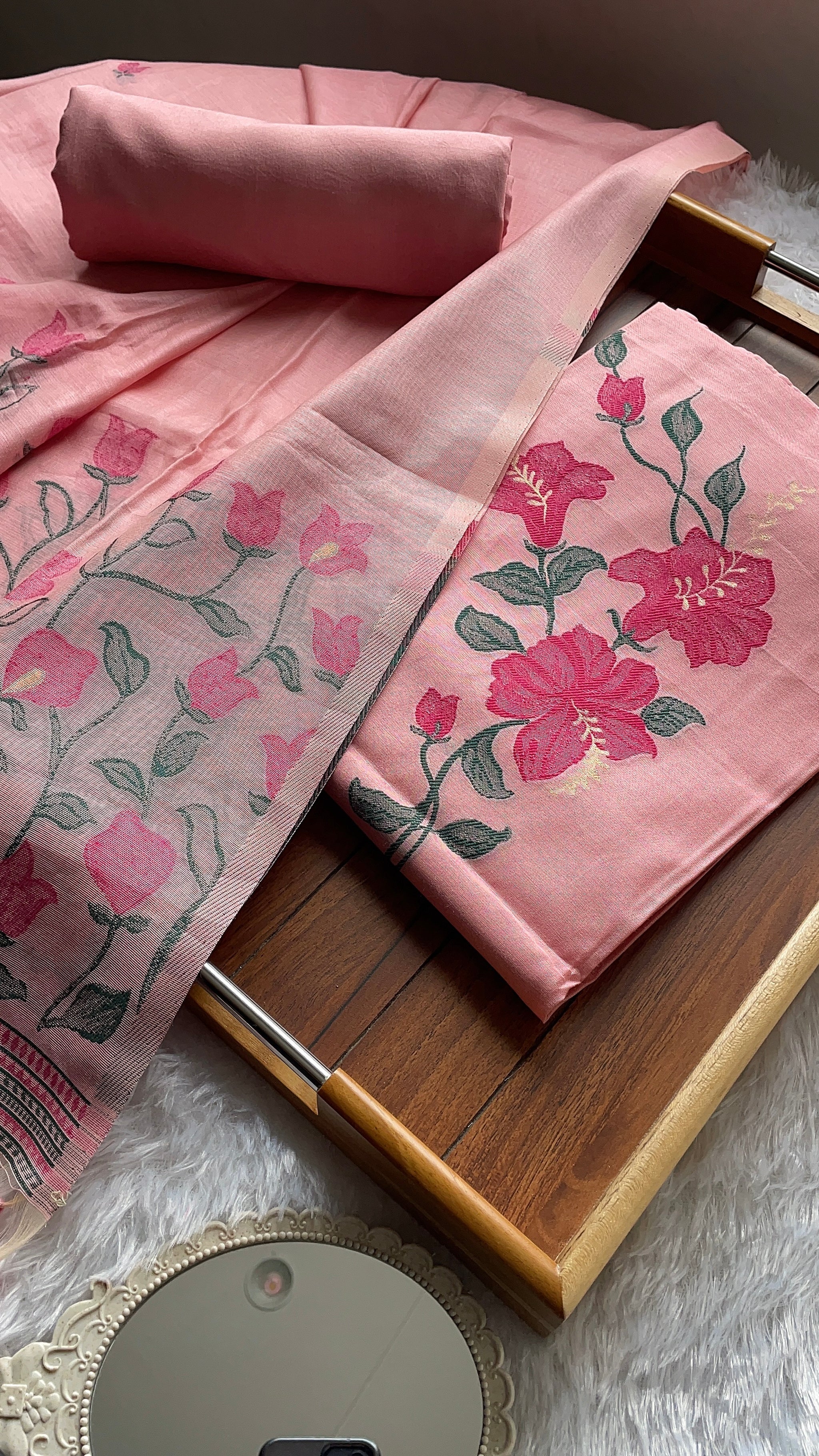 Simply Style Pink Viscose Cotton Unstitched Suit Set
