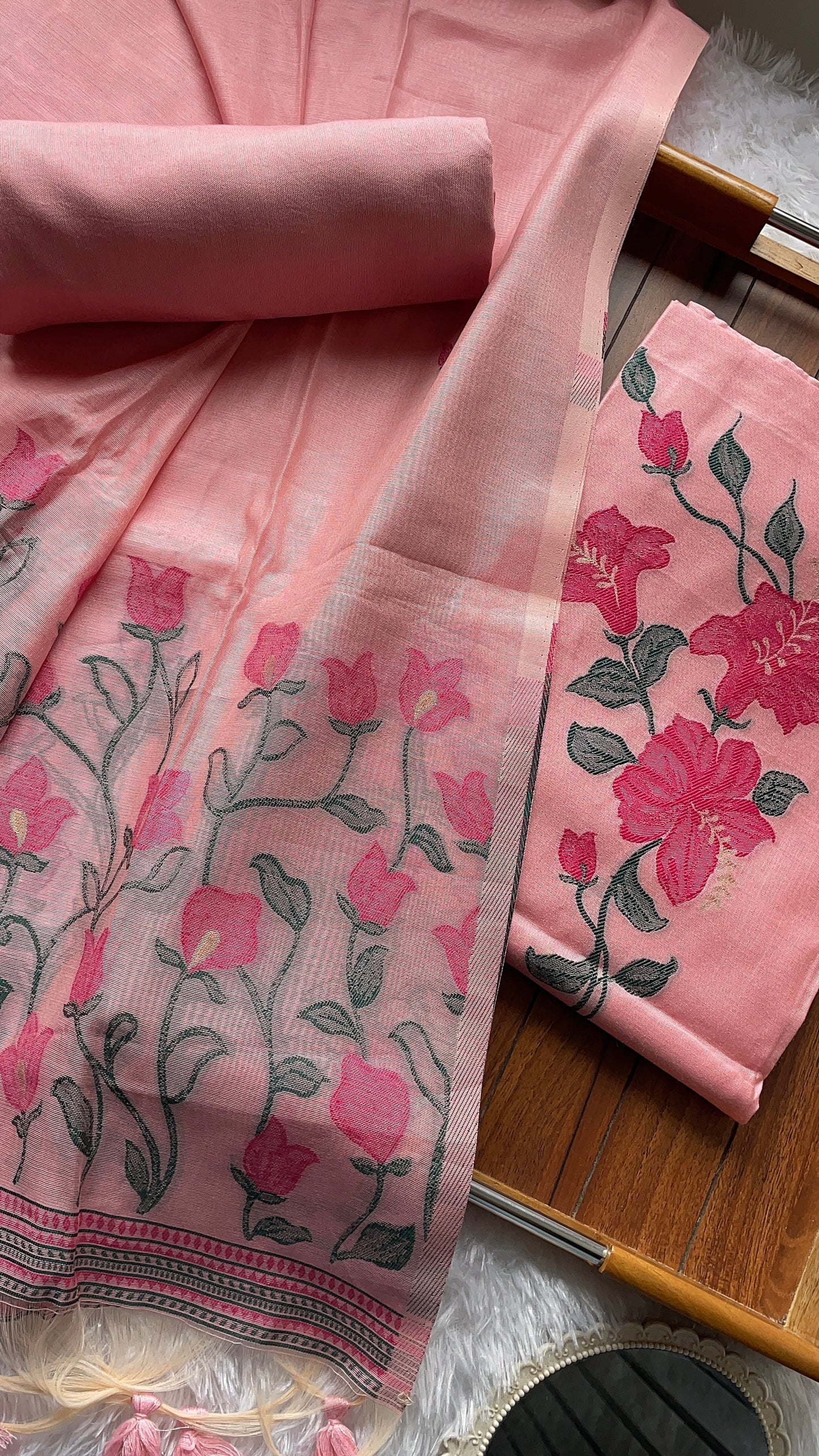 Simply Style Pink Viscose Cotton Unstitched Suit Set