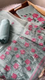Load image into Gallery viewer, Simply Style Pastel Aqua Blue Muslin Cotton Unstitched Suit Set
