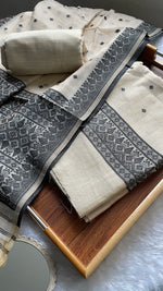 Load image into Gallery viewer, Loomed Luxury Black Jamdani Muga Cotton Unstitched Suit Set

