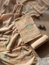 Ivy Grace Beige Pure Cotton Unstitched Suit Set