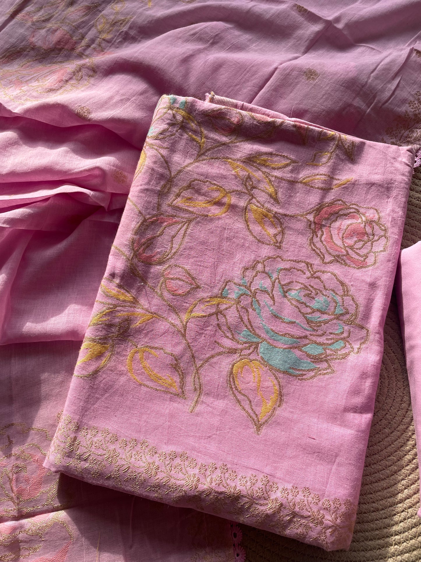 Ivy Grace Pink Pure Cotton Unstitched Suit Set