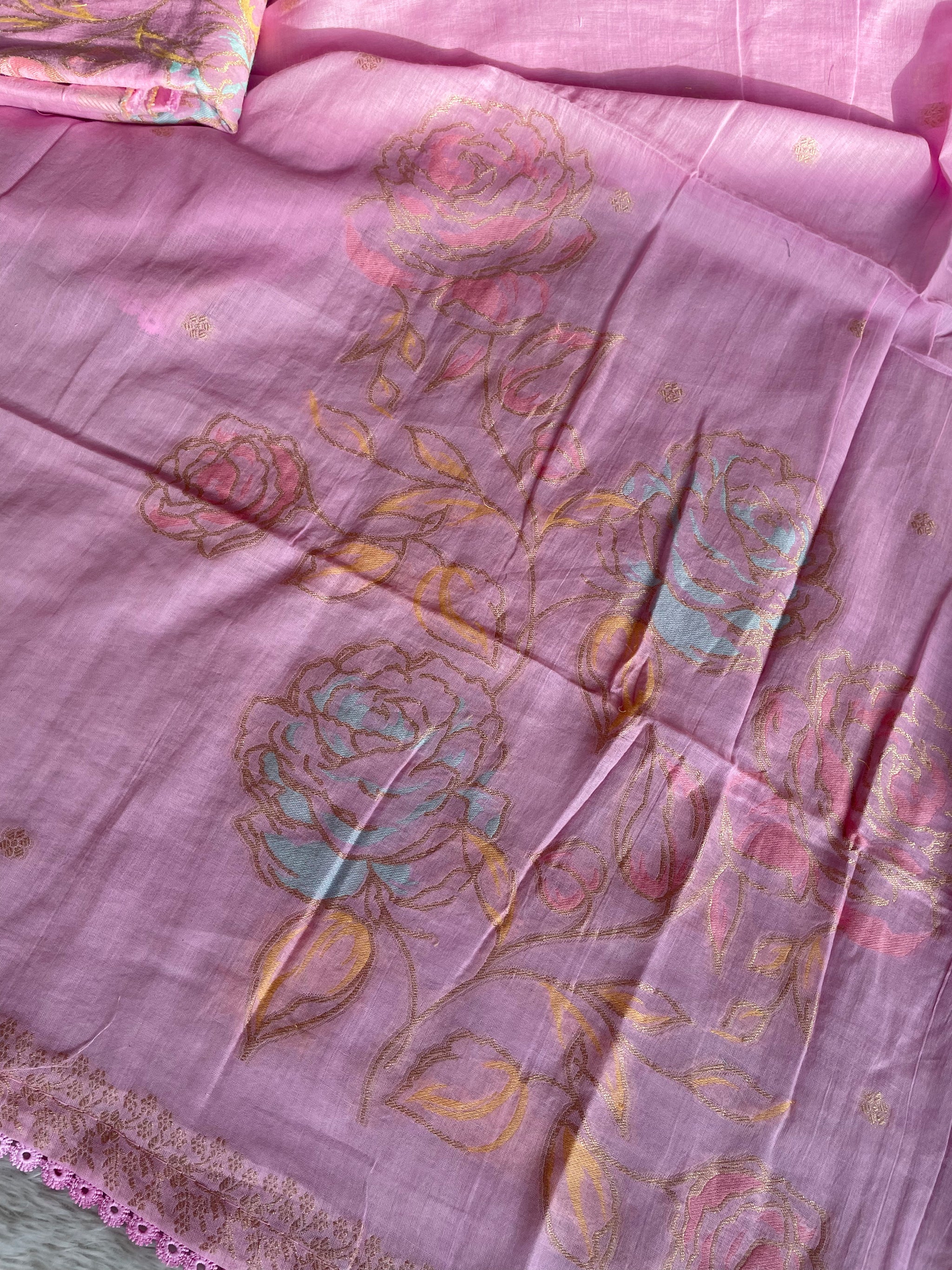 Ivy Grace Pink Pure Cotton Unstitched Suit Set