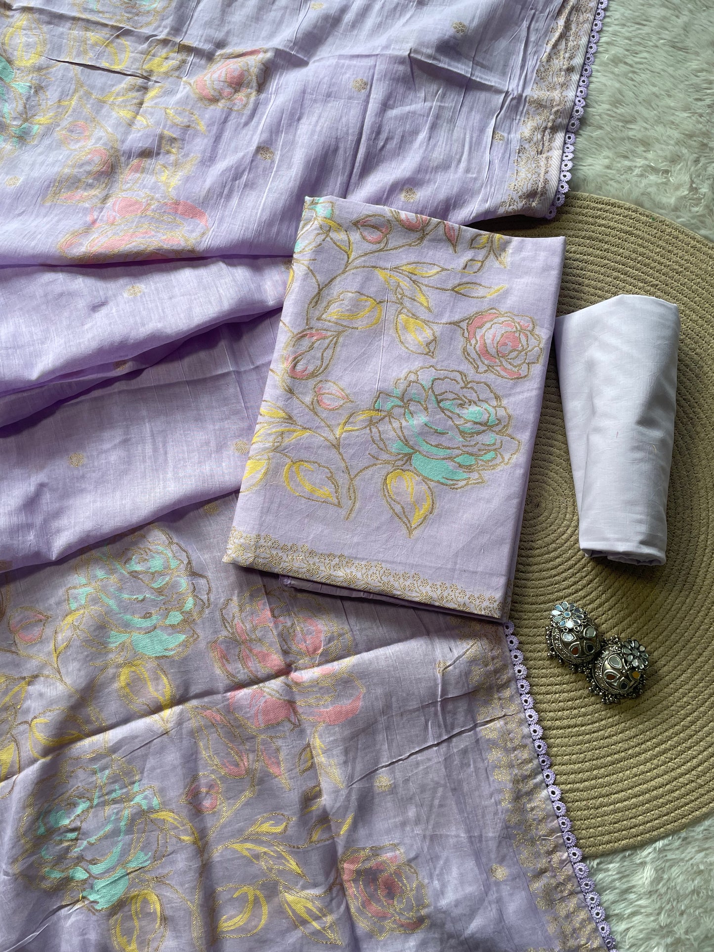 Ivy Grace Lavender Pure Cotton Unstitched Suit Set