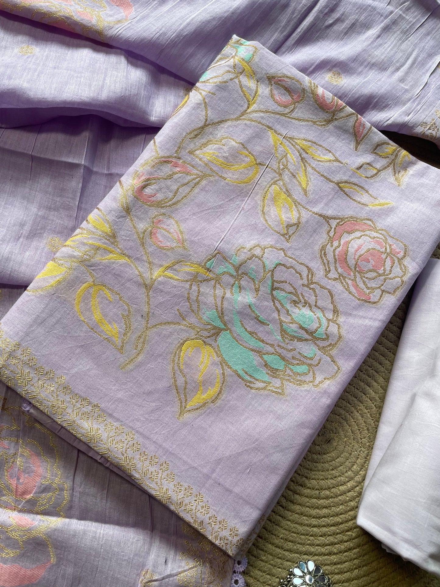 Ivy Grace Lavender Pure Cotton Unstitched Suit Set